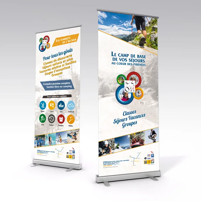 creation kakemono et roll-up toulouse pour oxygers centre de vacances