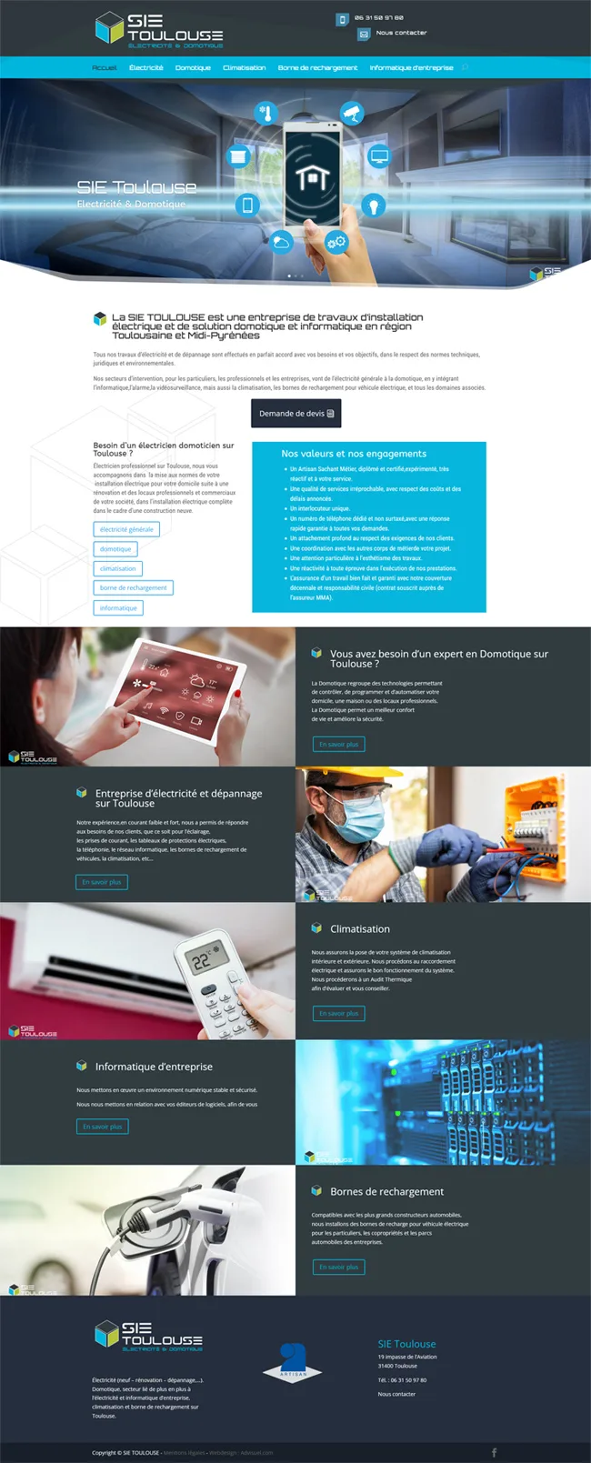 site vitrine wordpress artisan electricien domotique sie toulouse