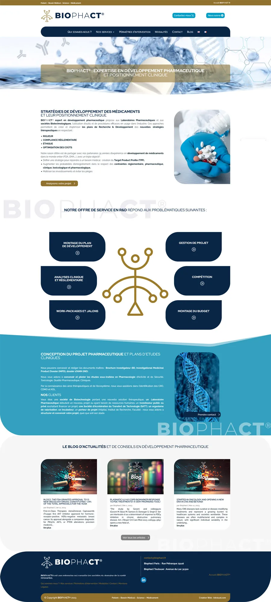 conception site vitrine wordpress biophact