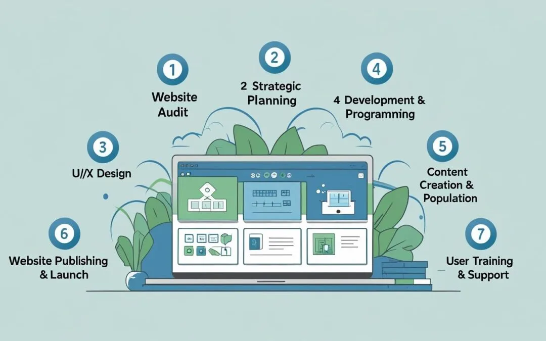 infographie 7 étapes de création de site web