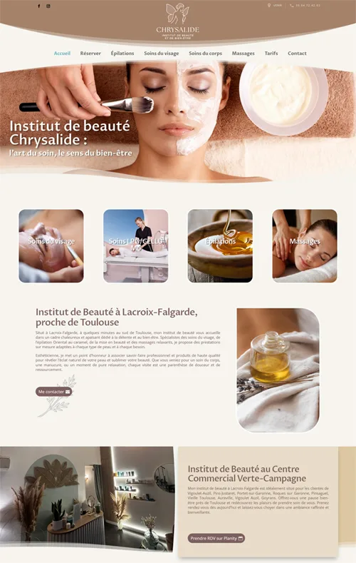 site wordpress chrysalide institut de beauté Toulouse
